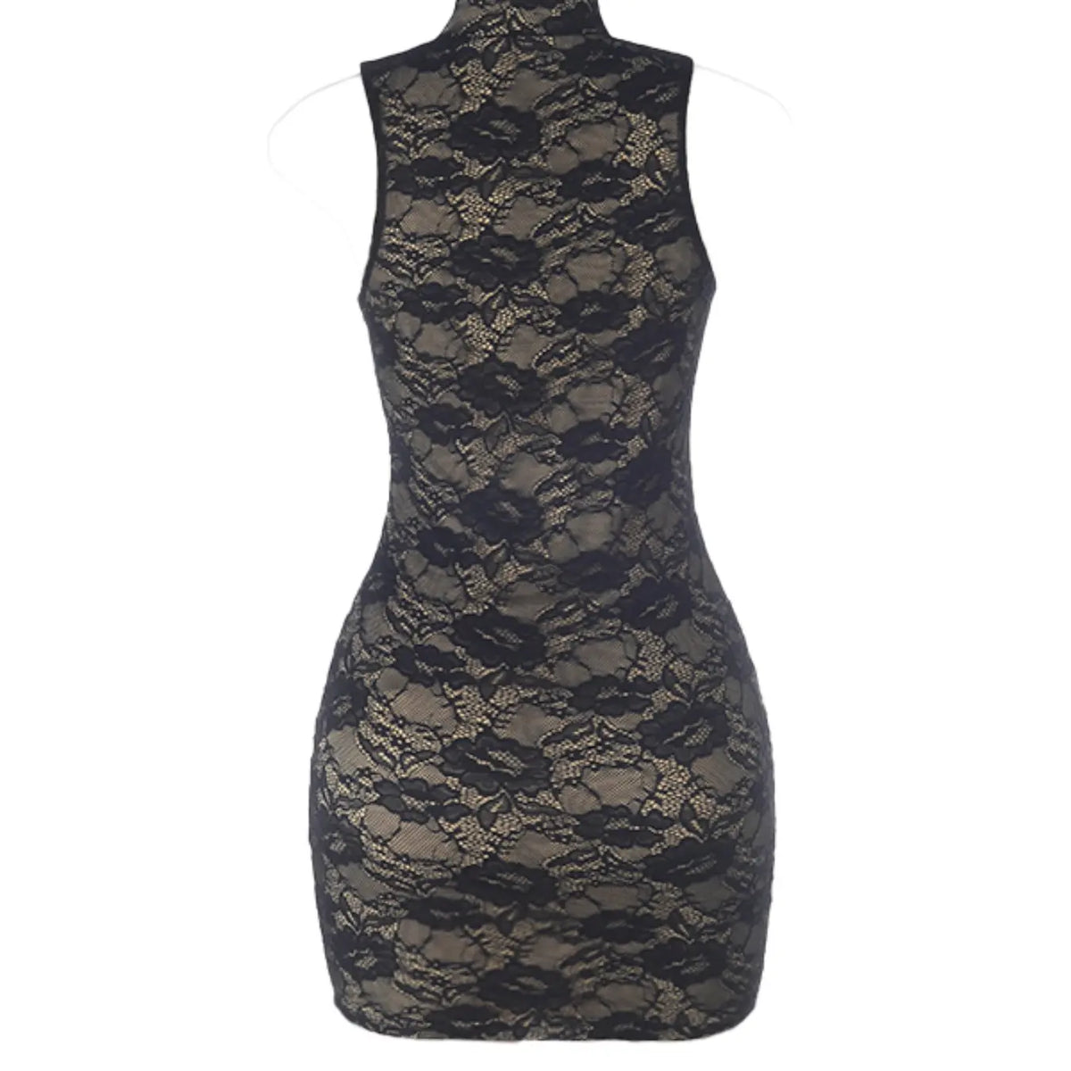 Women's Fashion Chic Elegant Fitted Lace Sleeveless Backless Cut Out Bodycon Mini Dress for Parties and Special Occasions
