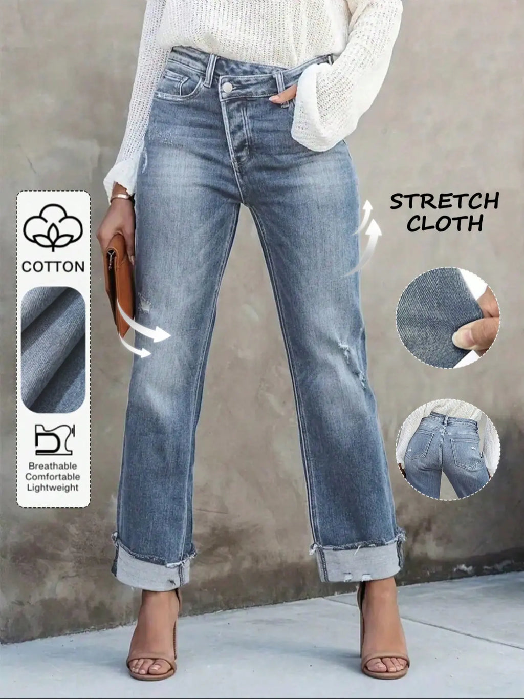 Women's Solid Color Jeans, Casual Comfy Denim Pants for Daily Wear, Ladies Bottoms for All Seasons, Casual Fitted Jeans
