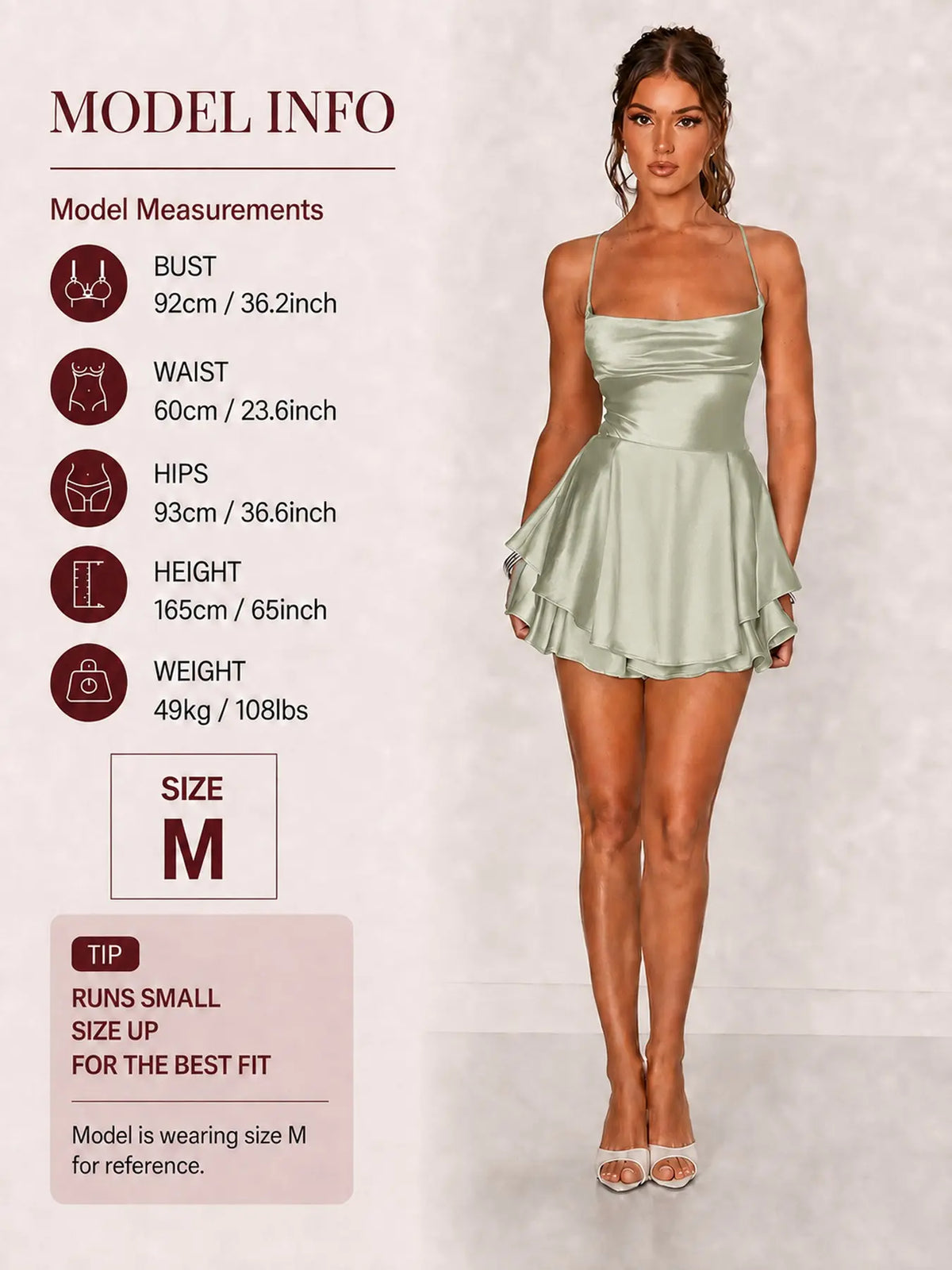 Women's Plain Lace Up Backless Tiered Layer Stretchy Satin Cami Dress, Summer Clothes Women, Womenswear, Elegant Chic Cowl Neck Sleeveless A Line Short Dress for Party Holiday Wedding Guest Evening Formal Wear, Date Night Dresses, Dresses for Women