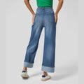 Halara Flex High Waisted Pockets Rolled Hem Wide Leg Washed Casual Jeans