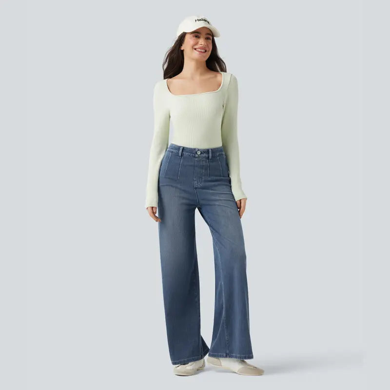 Halara Flex™ High Waisted Tummy Control Wide Leg Casual Jeans with Pockets